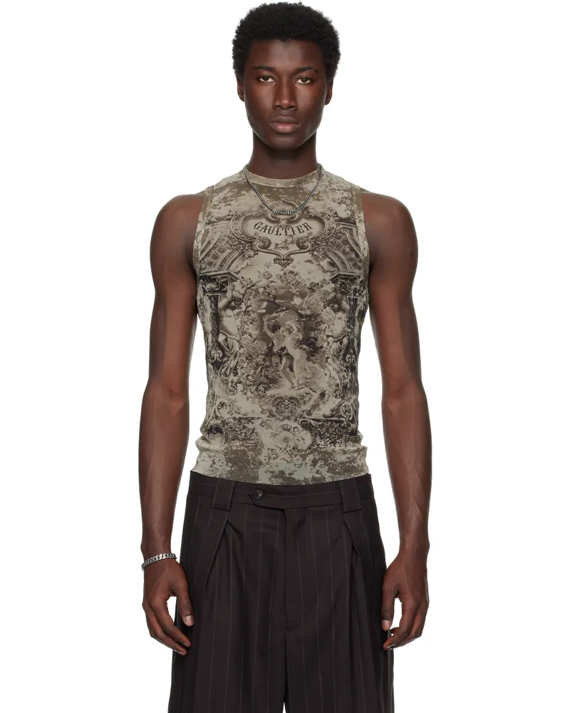 Jean Paul Gaultier Beige 'The Oversized Médallion' Tank Top 6965-lightbeige