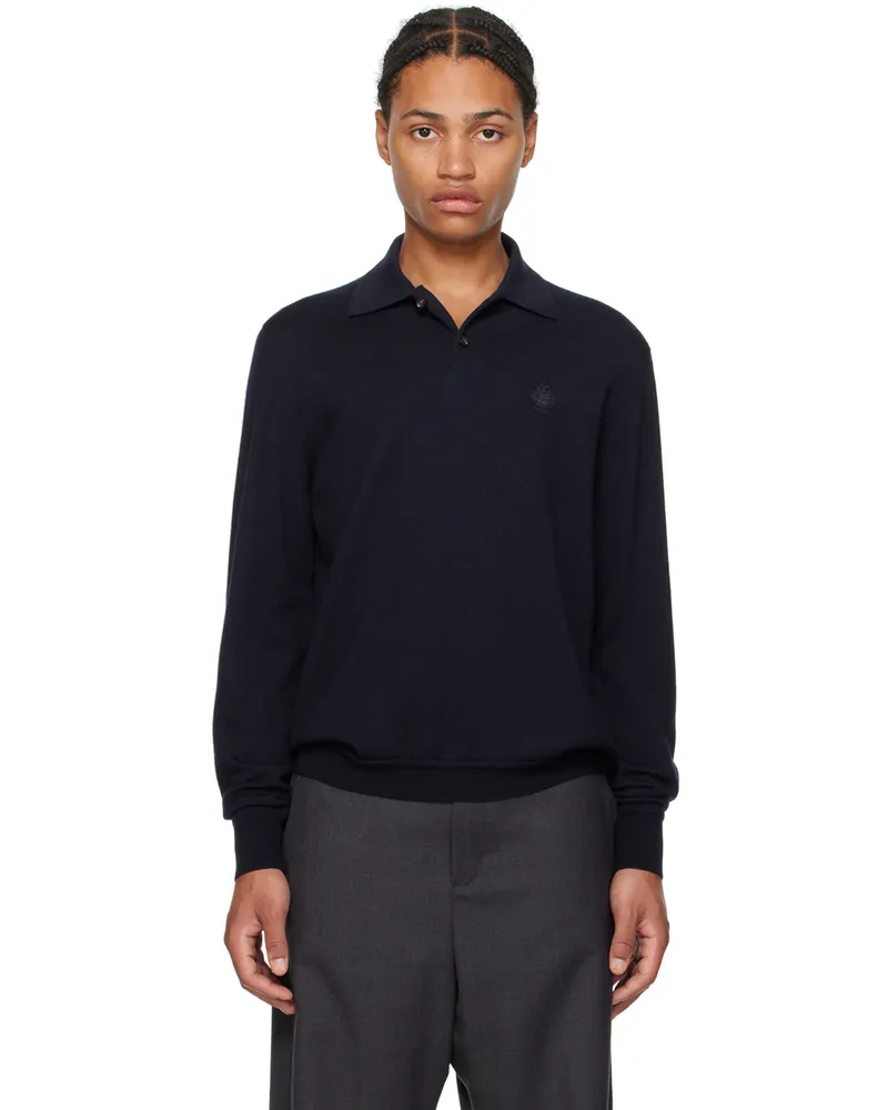 Bally Navy Merino Wool Polo Peacoat