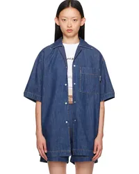 Palm Angels Navy Press-Stud Denim Shirt Navy