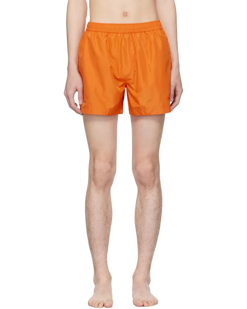 Ermenegildo Zegna Orange Drawstring Swim Shorts Arancio