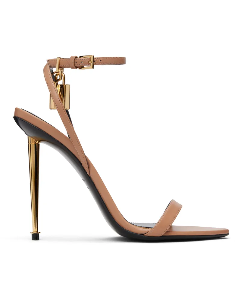 Tom Ford Pink Shiny Padlock Pointy Naked Heeled Sandals 1j003