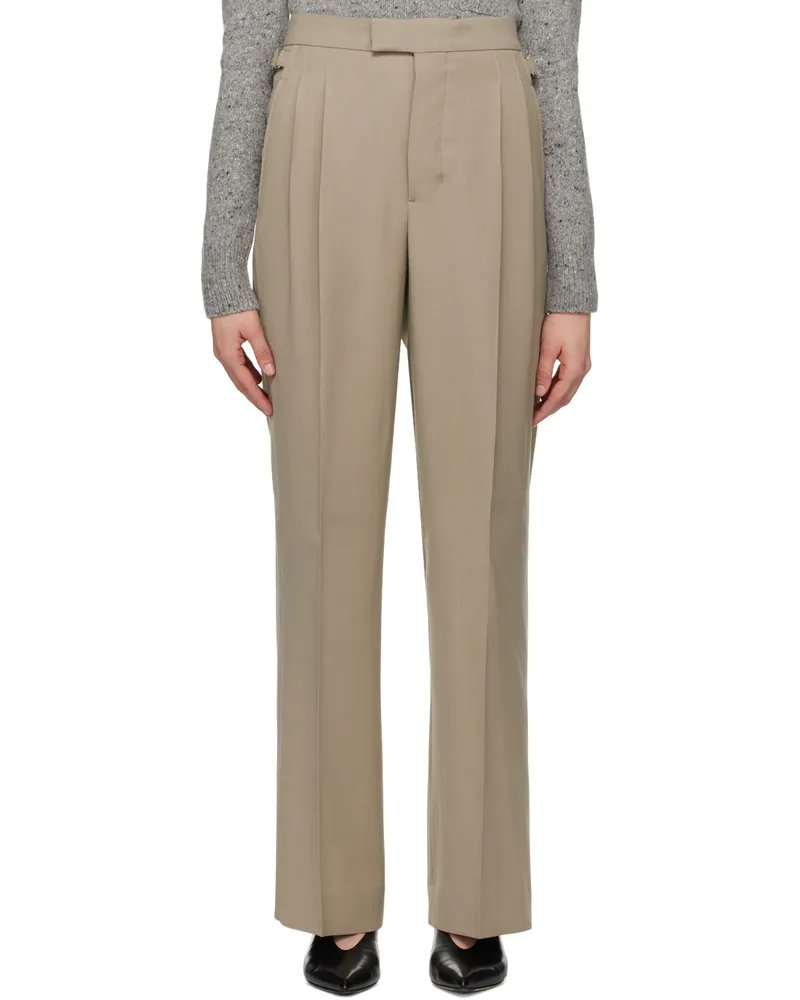 AMI Paris Taupe Pleated Trousers Light
