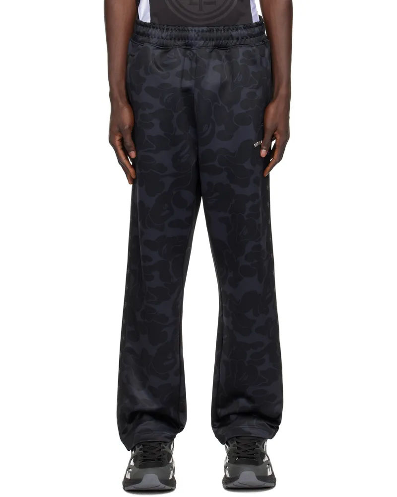 BAPE Black Tonal Solid Camo Track Pants Black