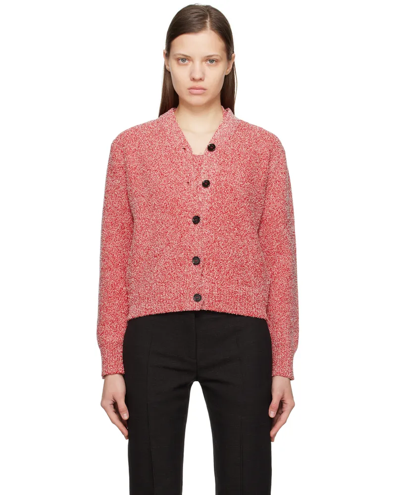 Ferragamo Red Bouclé Cardigan 002