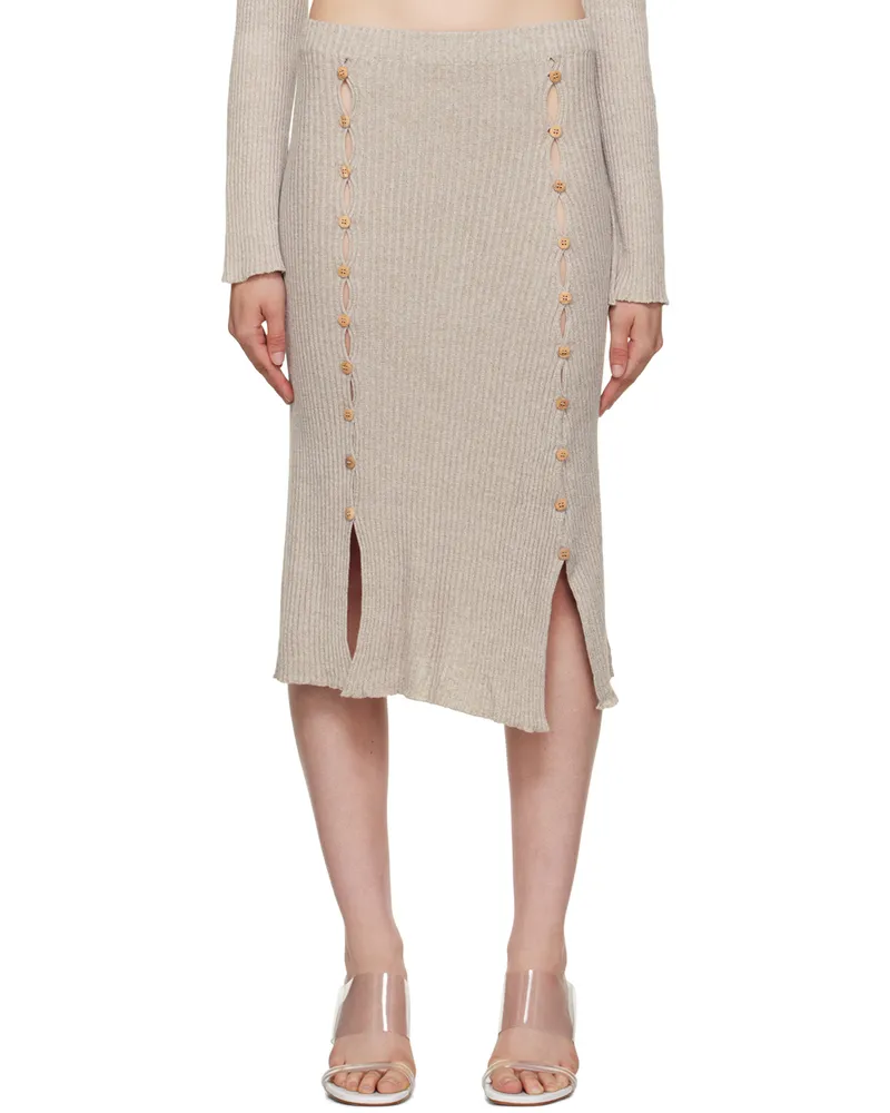 Baserange Beige Birgi Midi Skirt Undyed