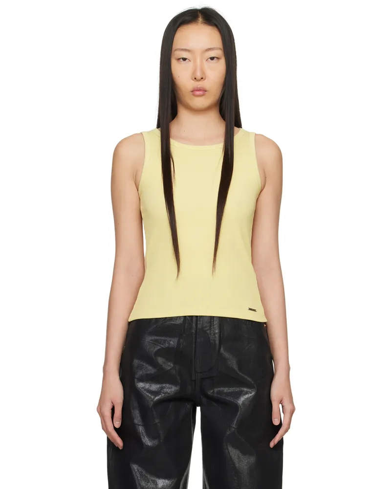 lesugiatelier Tan Cut Out Tank Top Yellow