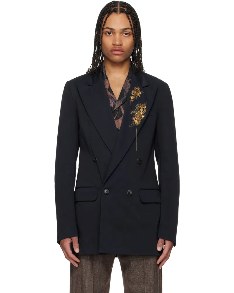 Dries van Noten Navy Sequinned Blazer 509