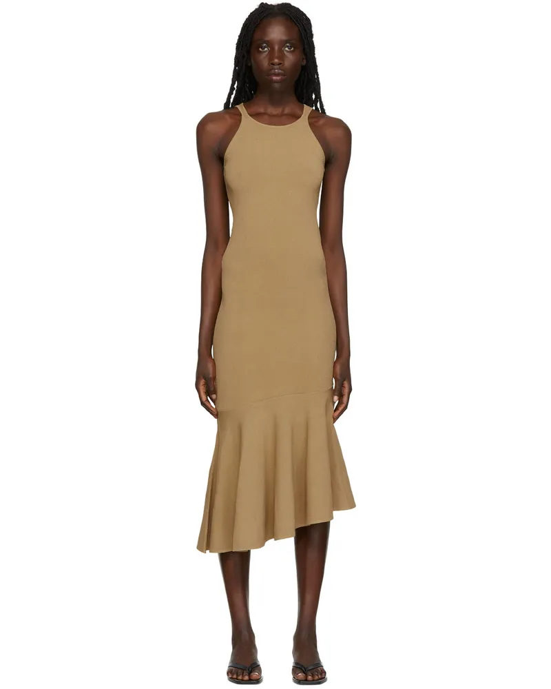 DEVEAUX Khaki Charlize Midi Dress Khaki