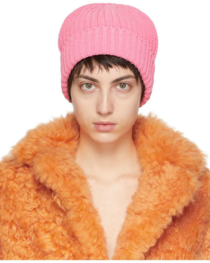 Bottega Veneta Pink Heavyweight Chenille Beanie 5004