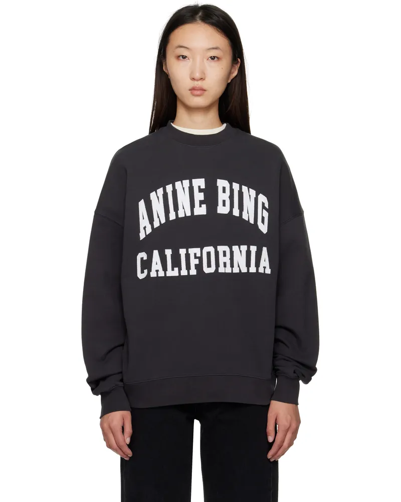 Anine Bing Black Miles 'Anine Bing' Sweatshirt Washed