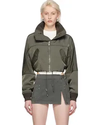 Dion Lee Khaki Crop Bomber Jacket Mercury