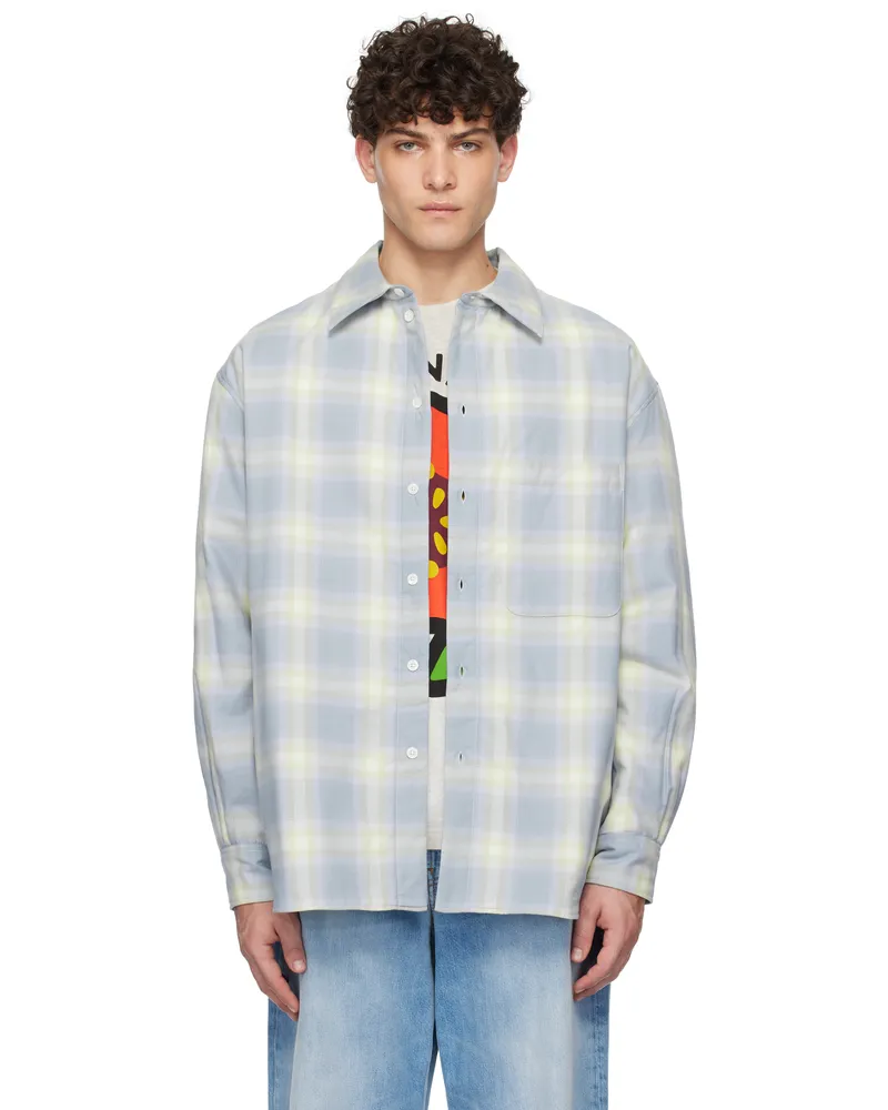 Kenzo Blue Kenzo Paris Shadow Check Overshirt Light