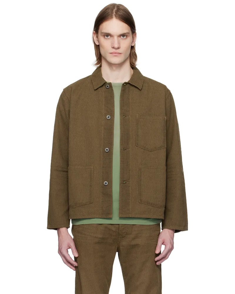 RRL Brown Striped Twill Utility Jacket Vintage
