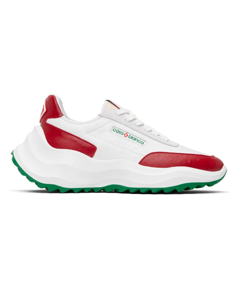 Casablanca Paris White & Red Atlantis Ostrich Sneakers White