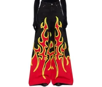 Black & Red Fire Big Shape Jeans