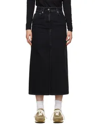 Loulou Studio Black Rona Denim Midi Skirt Washed