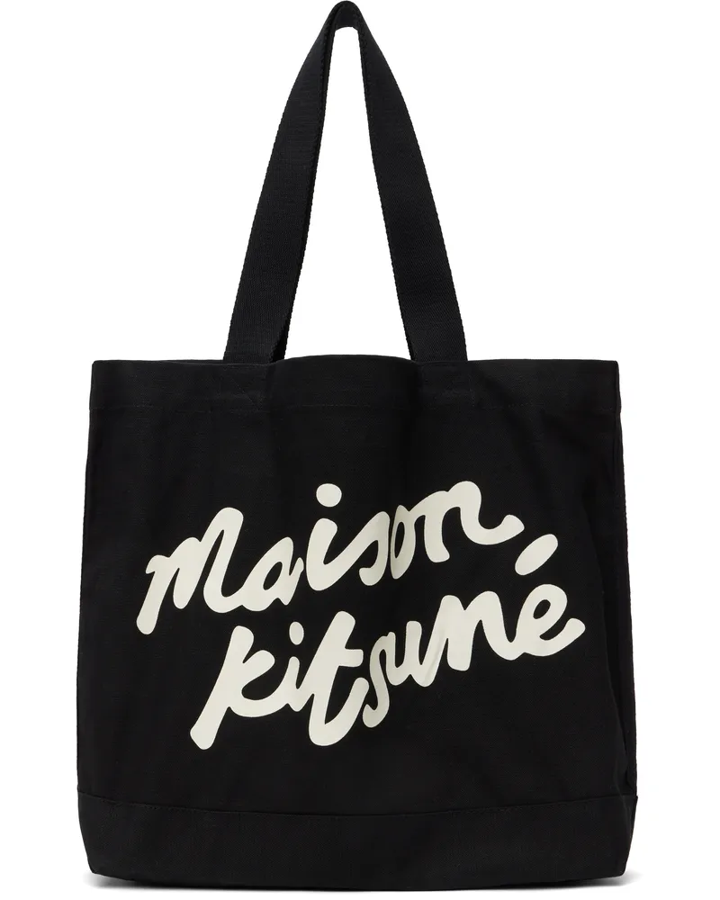 Kitsuné Black 'Maison Kitsuné' Handwriting Tote P199