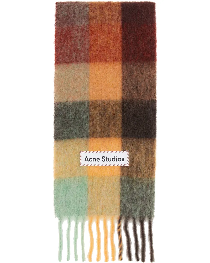 Acne Studios Brown & Yellow Mohair Checked Scarf Bo9