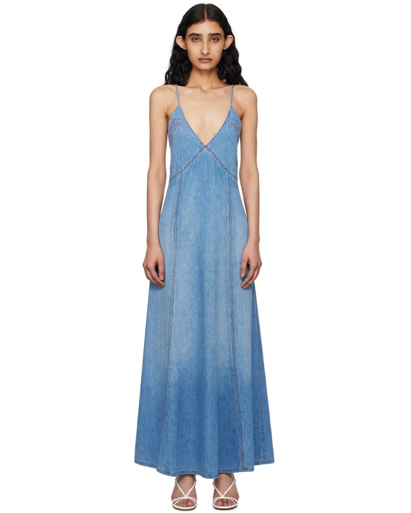 Chloé Blue Flare Denim Maxi Dress 470