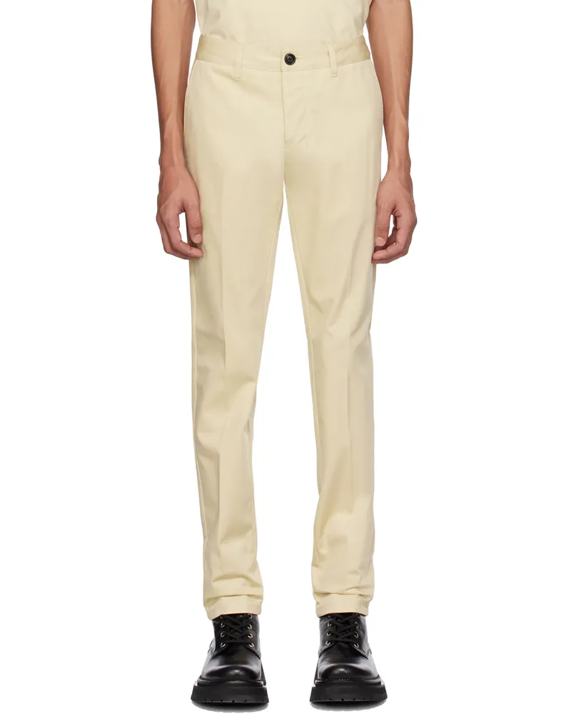 AMI Paris Off-White Straight-Fit Trousers Vanille