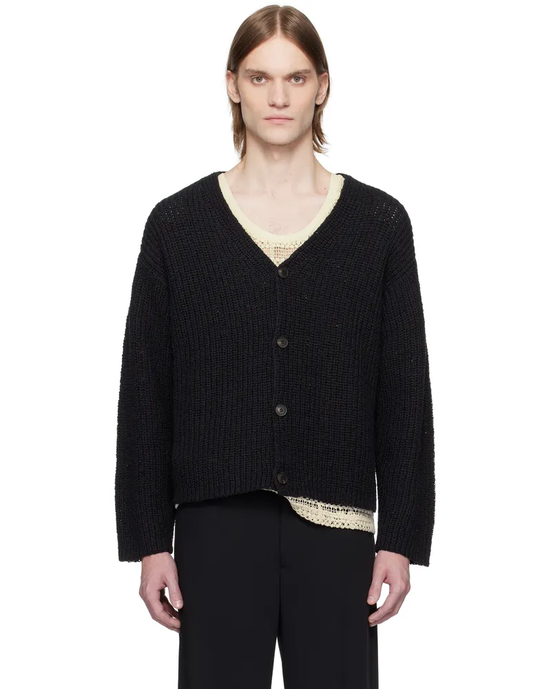 CMMN SWDN Black Eldar Tape Knit Cardigan Black