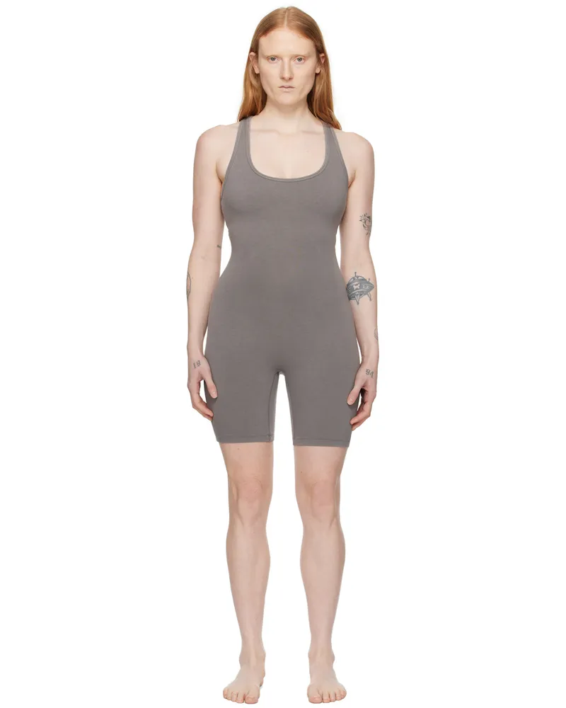 SKIMS Gray Outdoor Mid Thigh Jumpsuit Smoke