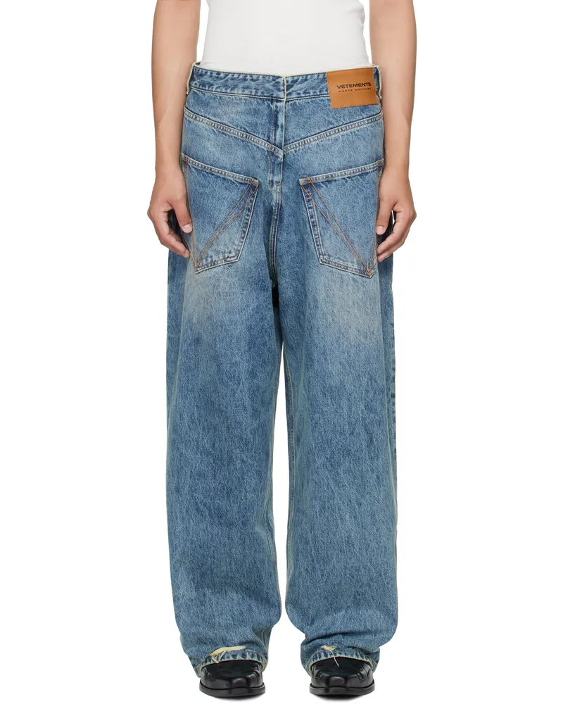 VETEMENTS Blue Back to Front Jeans Distressed