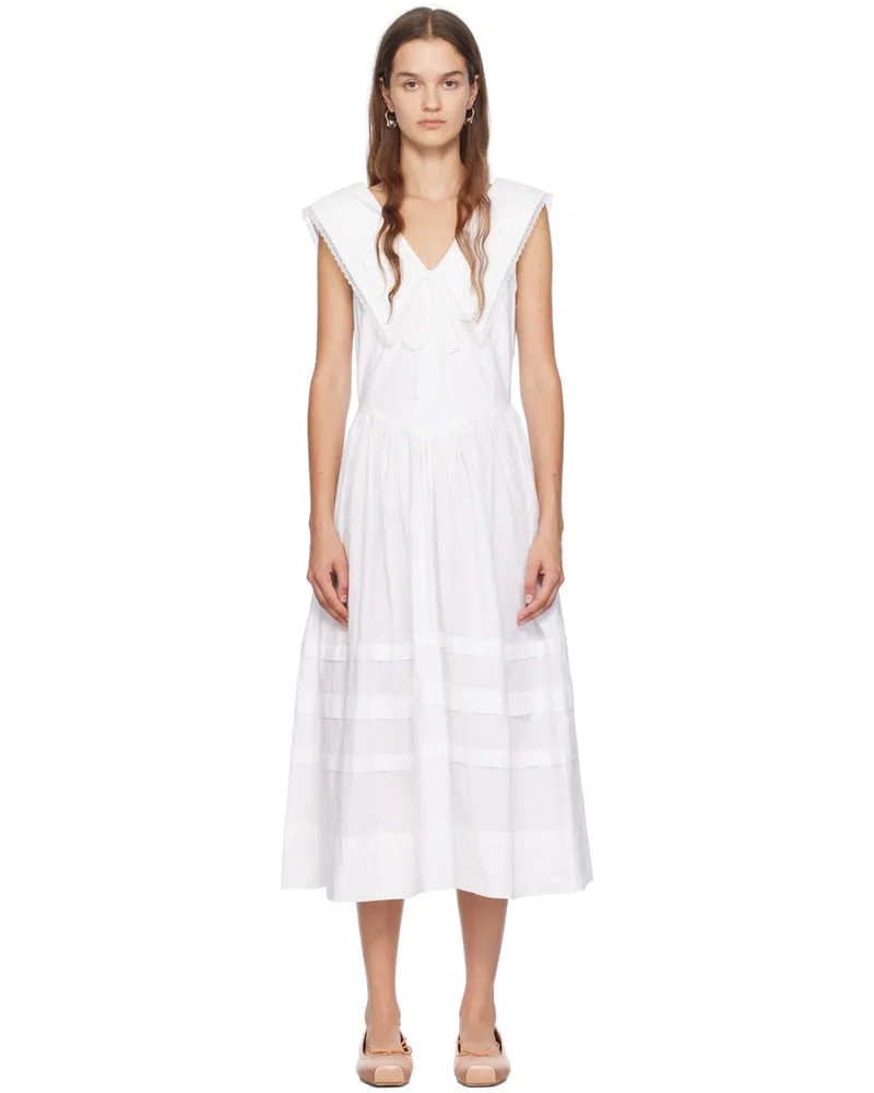 Sandy Liang White Opa Midi Dress 100