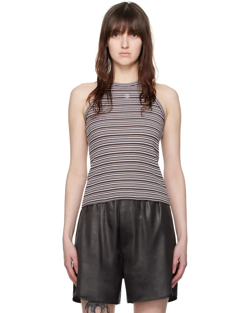 Filippa K Brown & White Striped Tank Top 9963