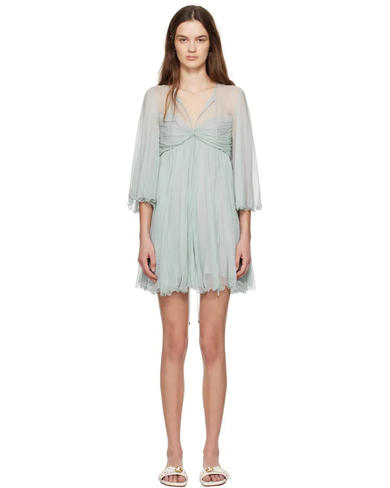 Chloé Gray Pleated Minidress 01n