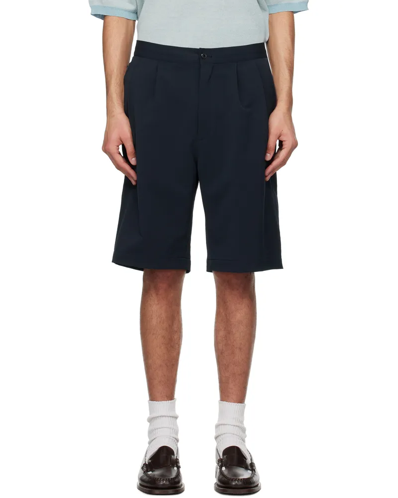 nanamica Navy Double Pleats Shorts Navy