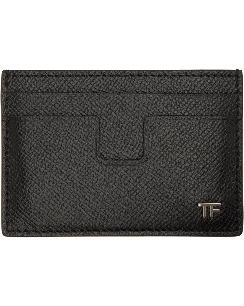 Tom Ford Black Small Grain Leather Classic Card Holder 1n001black
