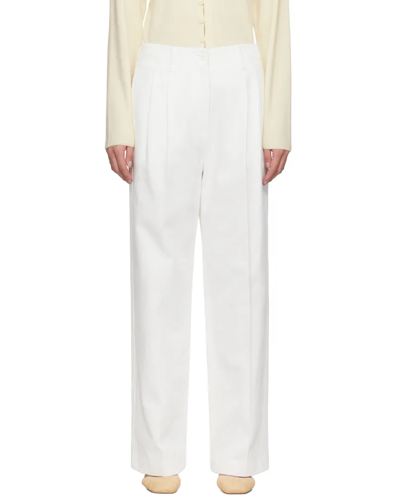 LE 17 SEPTEMBRE White Claire Cotton Twill Trousers White