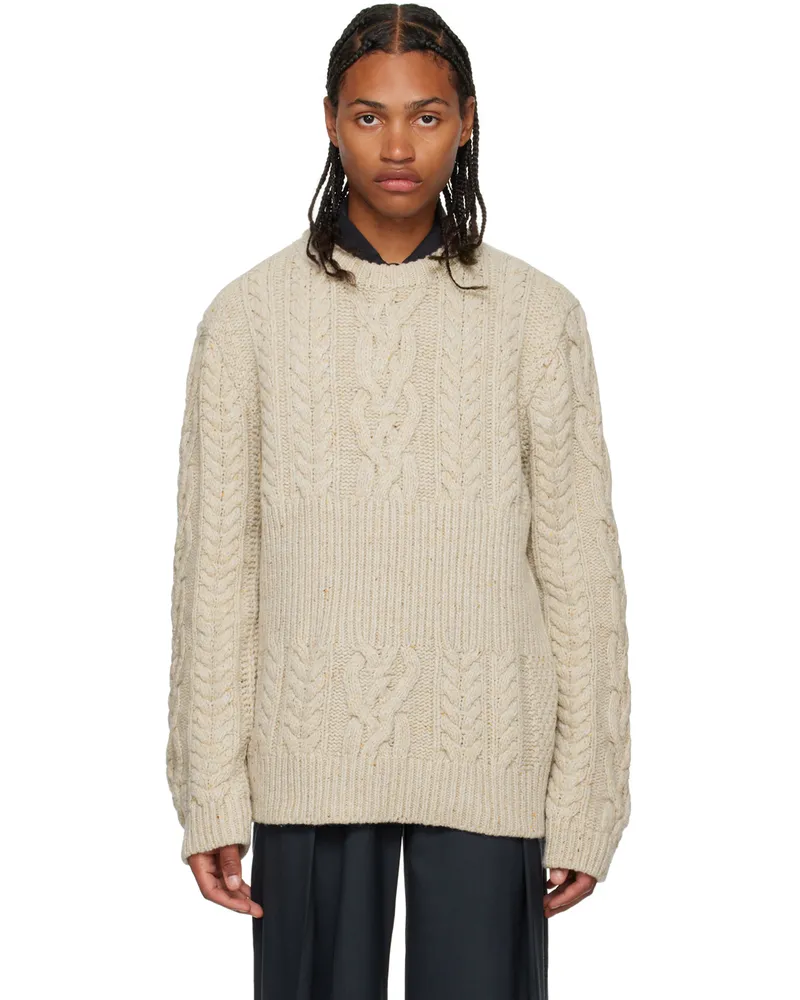 LOW CLASSIC Beige Crewneck Sweater Beige