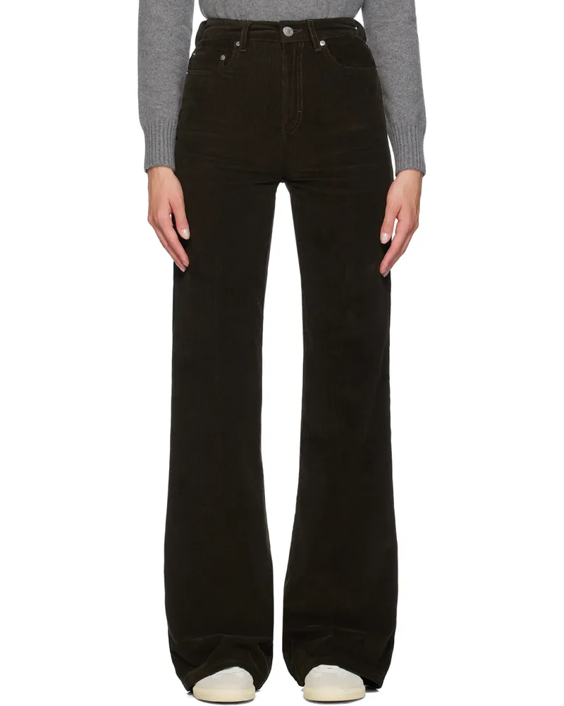 AMI Paris Brown Flared Trousers Dark