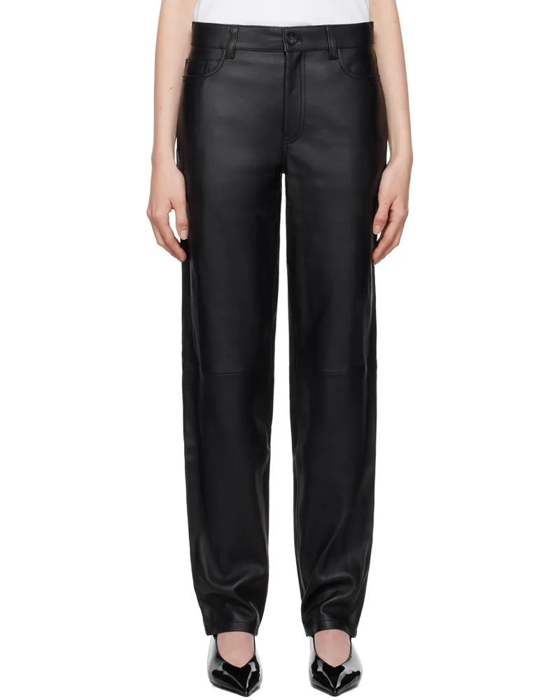 Totême Black Five-Pocket Leather Pants Black