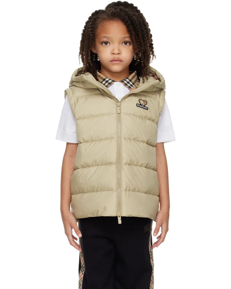 Burberry Kids Beige Hooded Down Vest Hunter
