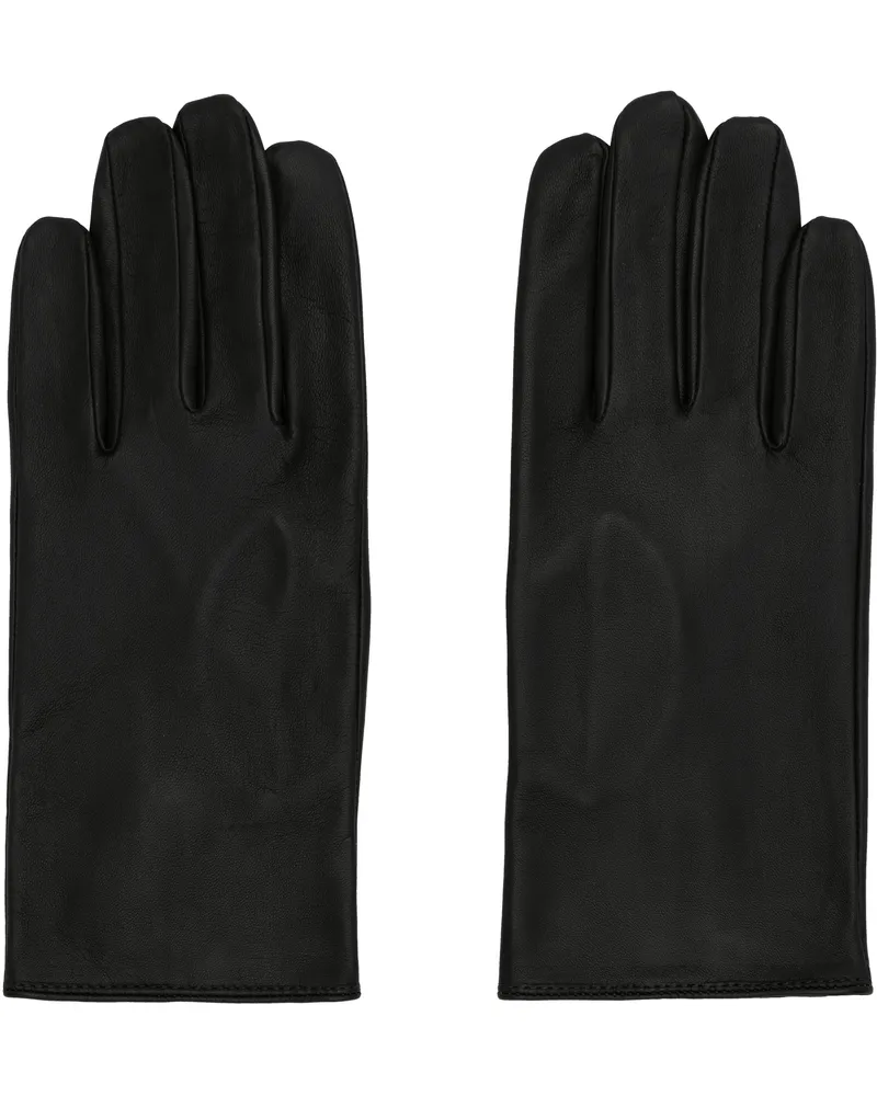 Ernest W. Baker Black Leather Gloves Black