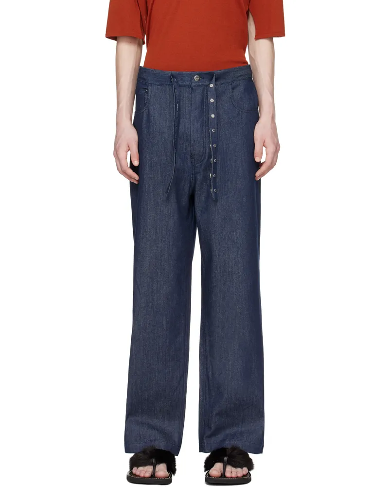 T/SEHNE Navy Wide-Leg Jeans Indigo