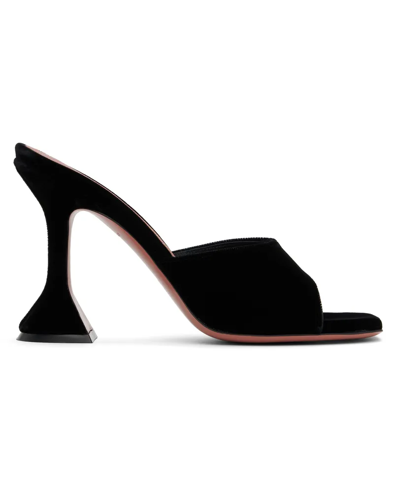 Amina Muaddi Black Lupita Slipper Heeled Sandals Black