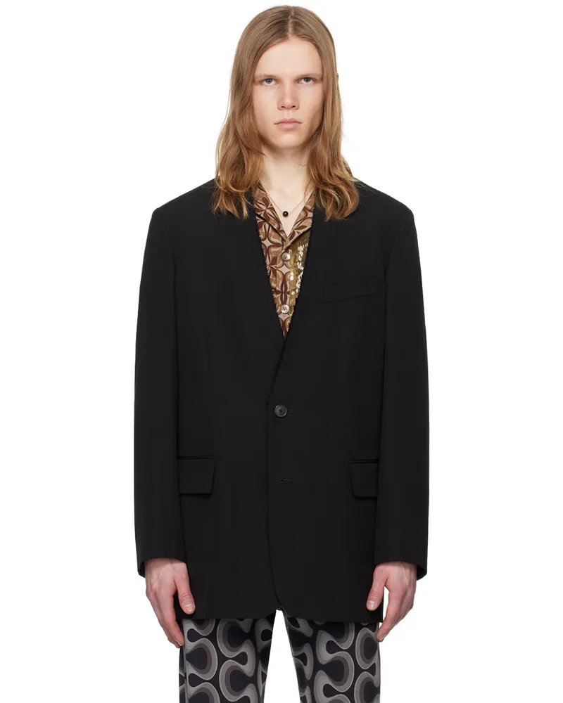 Dries van Noten Black Raw Edge Blazer 900