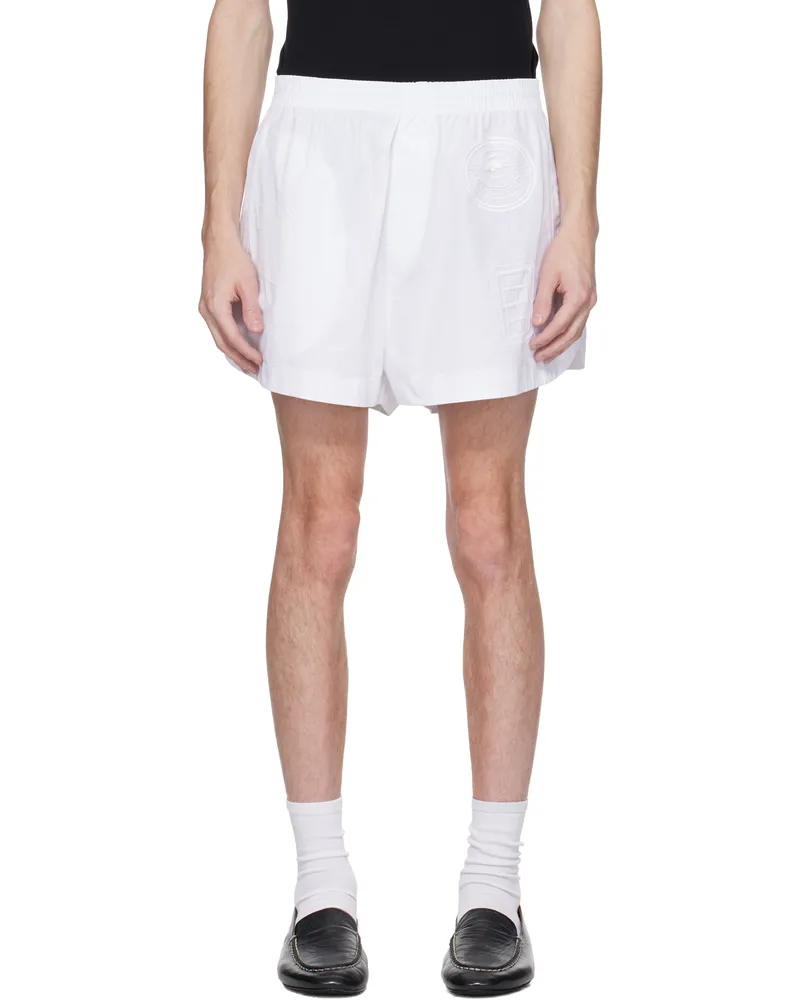 Lacoste White Runway Lace Badge Shorts White