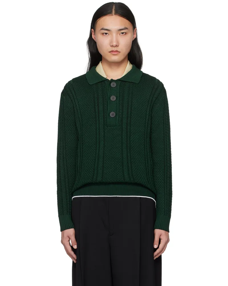 Jacquemus Green Les Sculptures 'La maille Belo' Polo Dark