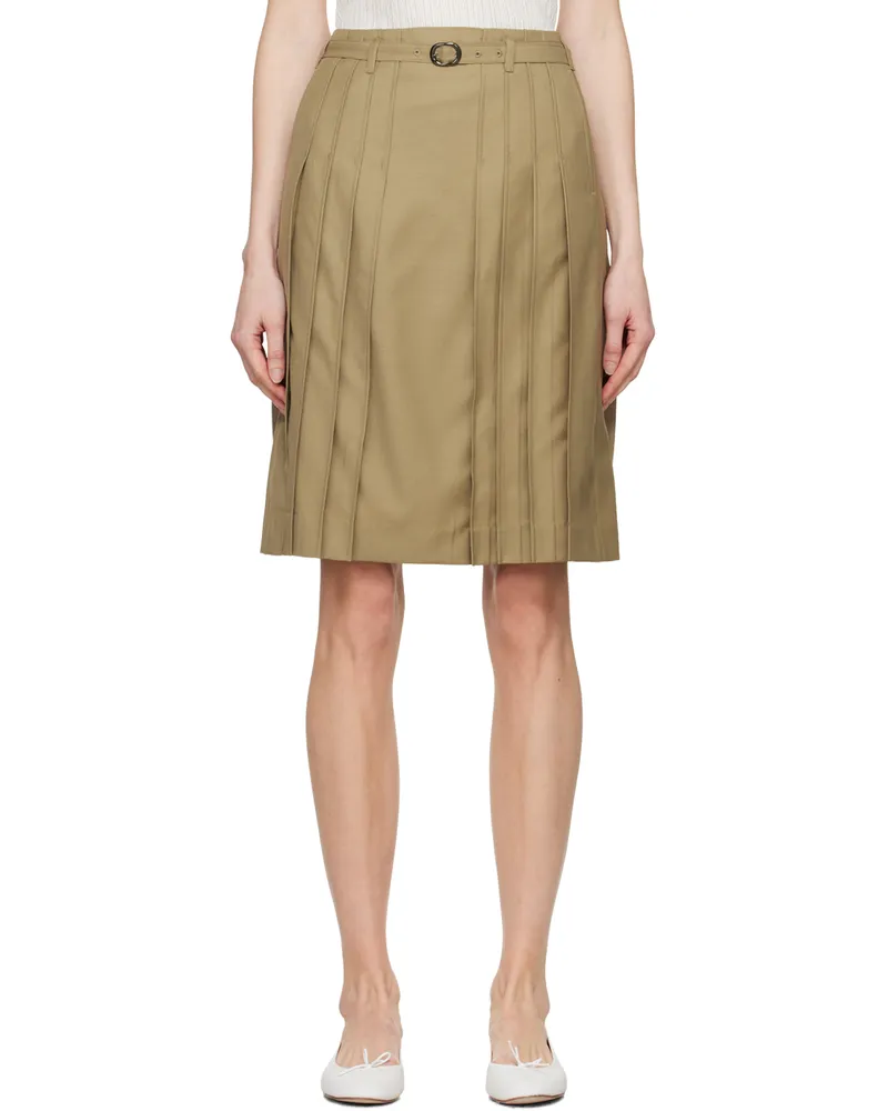 Youth Beige Pleated Midi Skirt Beige