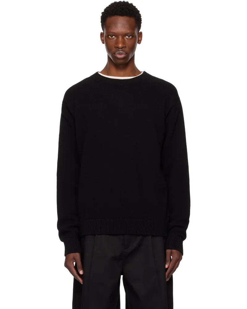 The Elder Statesman Black Simple Crew Sweater 001
