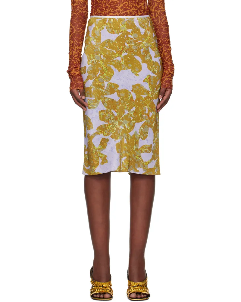 Dries van Noten Multicolor Silk Chiffon Midi Skirt 205