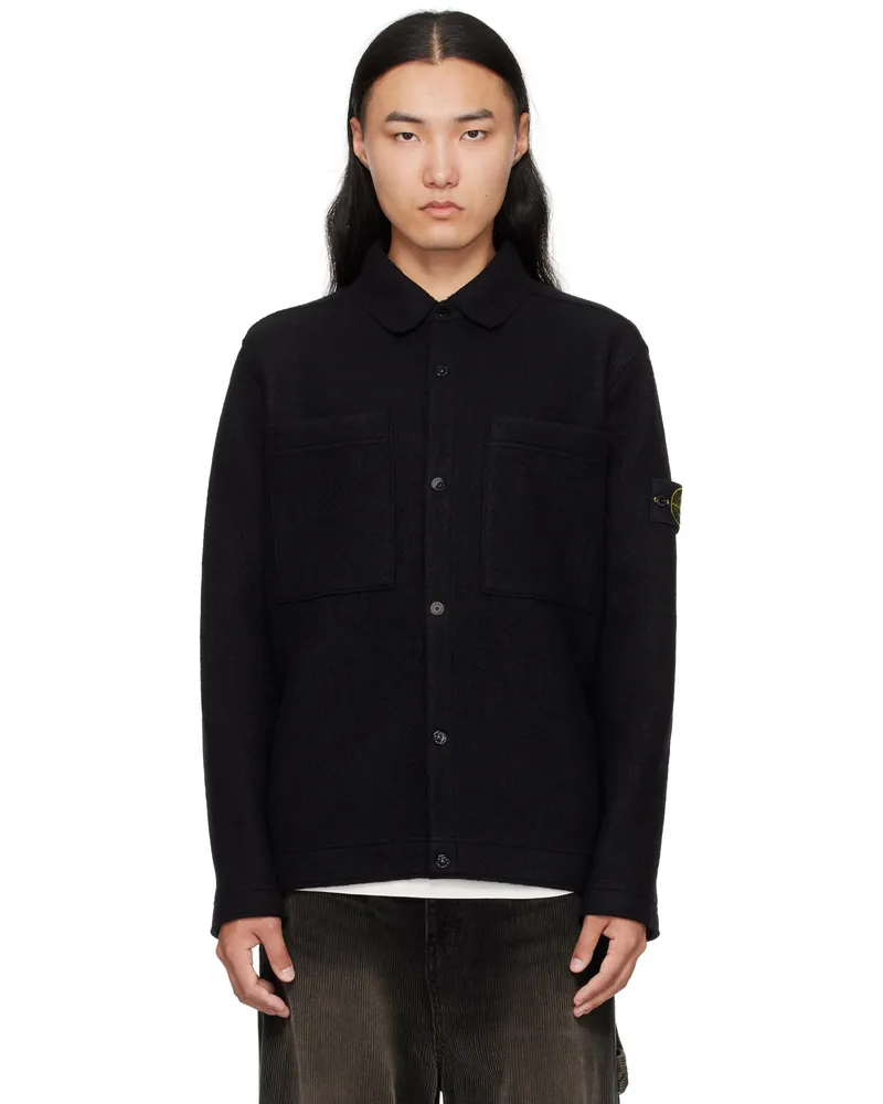 Stone Island Black 5100058 Felted RWS Wool Jacket V0029