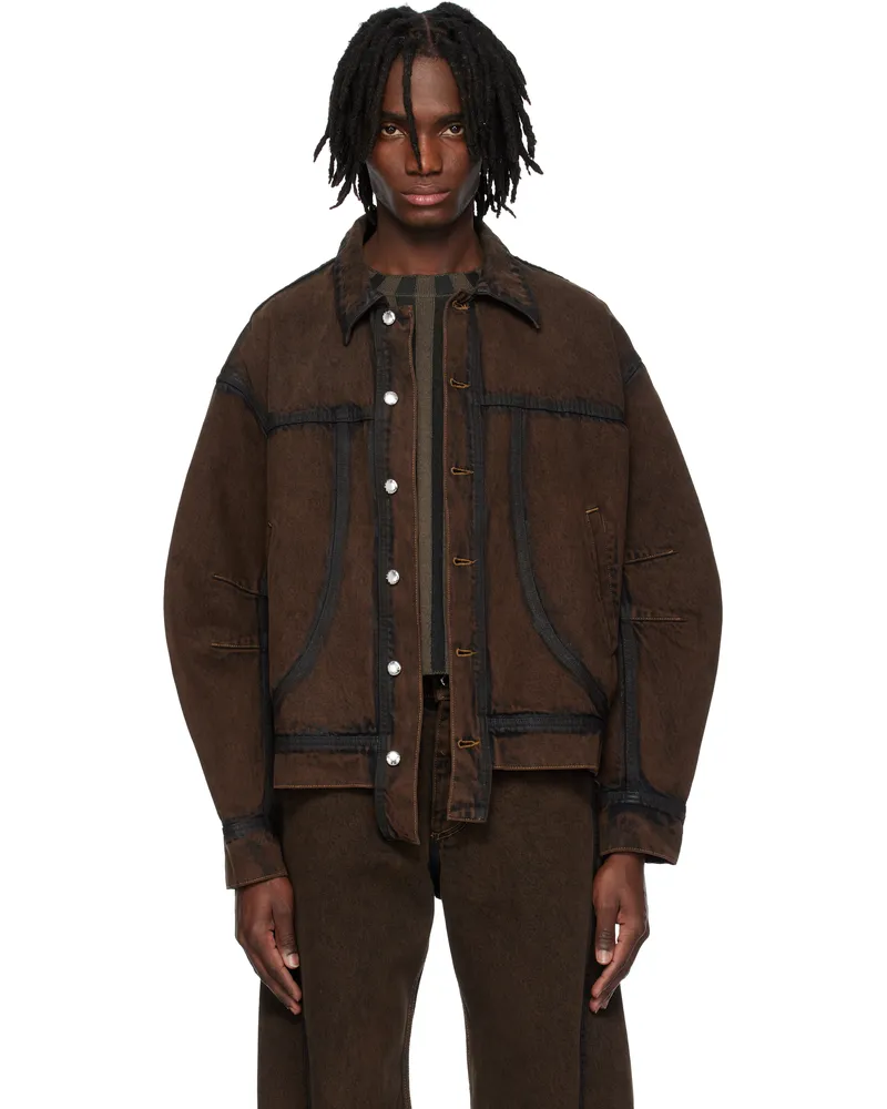 Eckhaus Latta Brown EL Redux Denim Jacket Outline