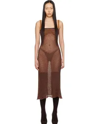 Isa Boulder Brown Moire Maxi Dress Soilorange