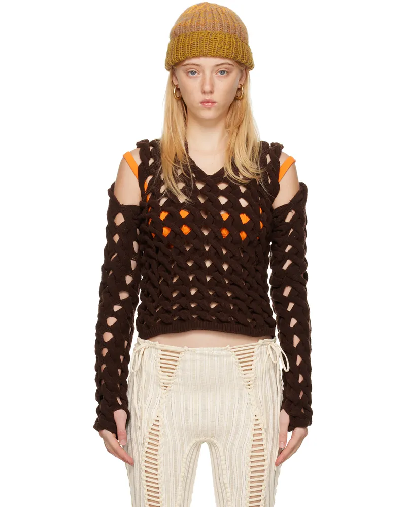 Isa Boulder SSENSE Exclusive Brown Fatcable Sweater Soil
